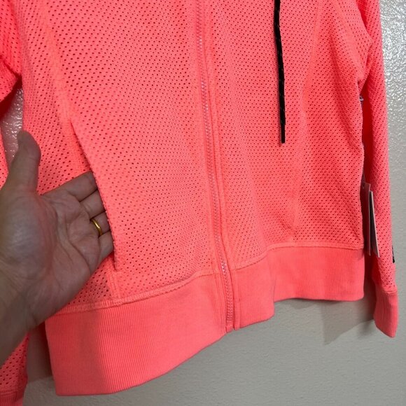 DKNY Sprint Mesh Relaxed Full Zip Hoodie Xtra Small in Aprikot - Picture 3 of 9